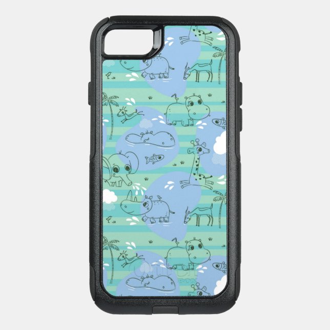 Cute animals playing with water 3 otterbox iPhone case (Back)