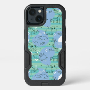 Cute animals playing with water 3 iPhone 13 case