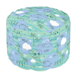 Cute animals playing with water 3 pouf