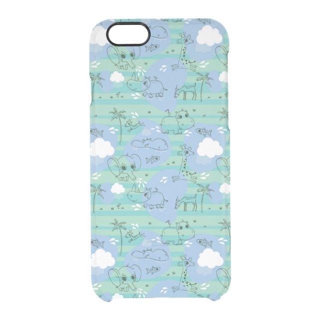 Cute animals playing with water 3 uncommon iPhone case (Back)