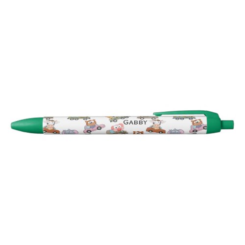 Cute Animals  Print Personalized Name Black Ink Pen