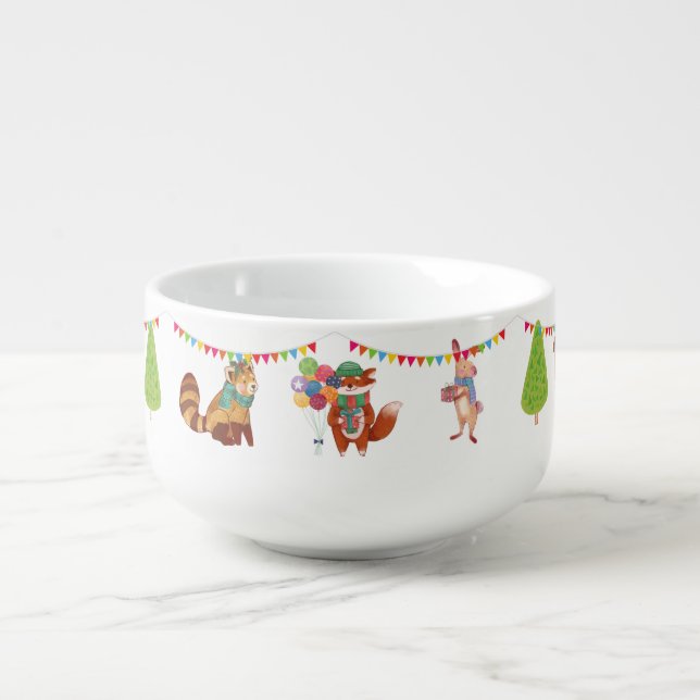 Cute Animals Print Soup Mug,Perfect Christmas Gift Mug (Front)