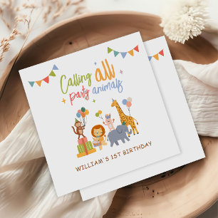 Cute Animals Safari 1st Birthday Party  Napkins