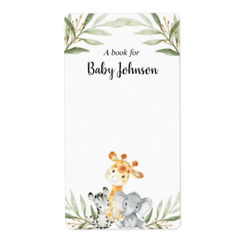 Cute animals safari baby shower book tags stickers