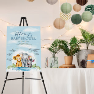 Cute Animals Safari Baby Shower Guest Signature Foam Board