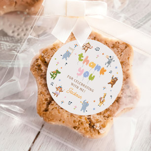 Cute Animals Safari Birthday Party Classic Round Sticker
