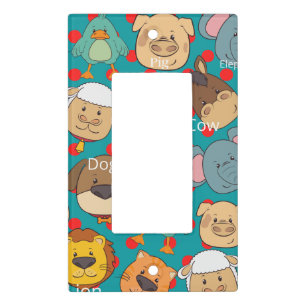 Cute animals safari elephant lion kids nursery light switch cover