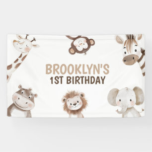 Cute Animals Safari Jungle Birthday Party Kids Banner