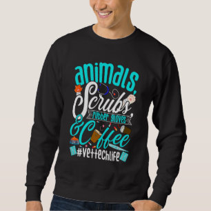 Cute Animals Scrubs Rubber Gloves And Coffee Vet T Sweatshirt
