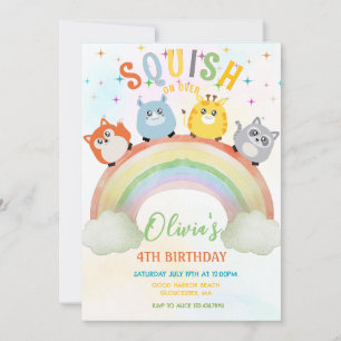 Cute animals Squish gender neutral  Birthday  Invitation