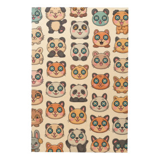 Cute Animals Sticker Sheet Adorable Cartoon Charac Wood Wall Art