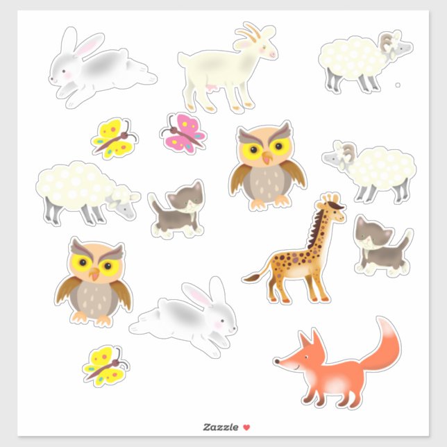 Cute animals stickers (Sheet)