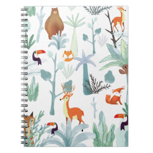 Cute animals: tropical forest doodle. notebook