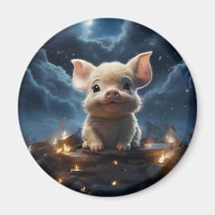 Cute animals under the starry sky magnet