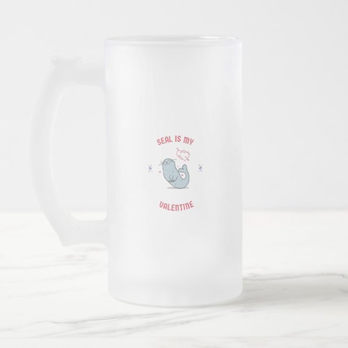 Cute animals Valentines marine biologist Frosted Glass Beer Mug