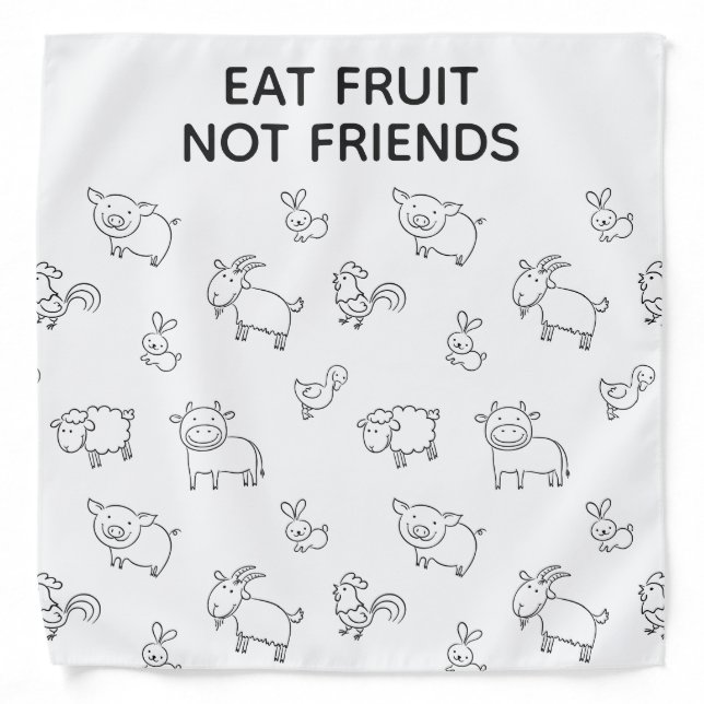 Cute animals Vegan eat fruit not friends Bandana (Front)