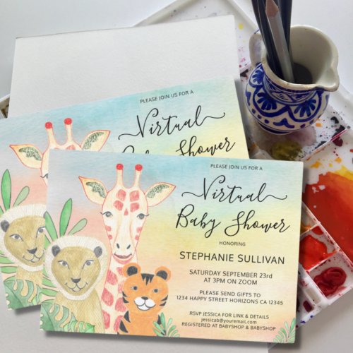 Cute Animals Virtual Baby Shower Invitation