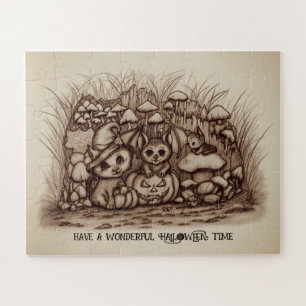 Cute Animals waiting for Halloween Jigsaw Puzzle