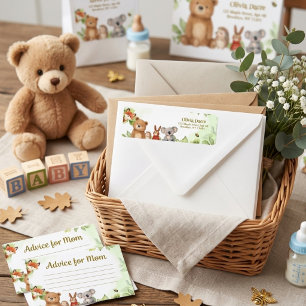 Cute Animals Watercolor Woodland Baby Shower Label