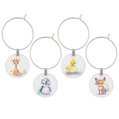 Cute Animals Wine Charm Set