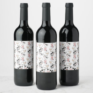 cute animals  wine label