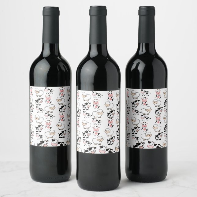 cute animals  wine label (Bottles)