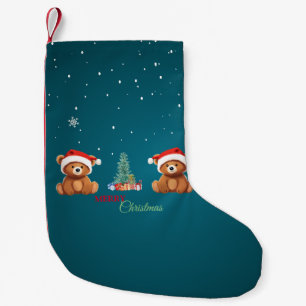 Cute animals winter Bear Santa Christmas tree Small Christmas Stocking