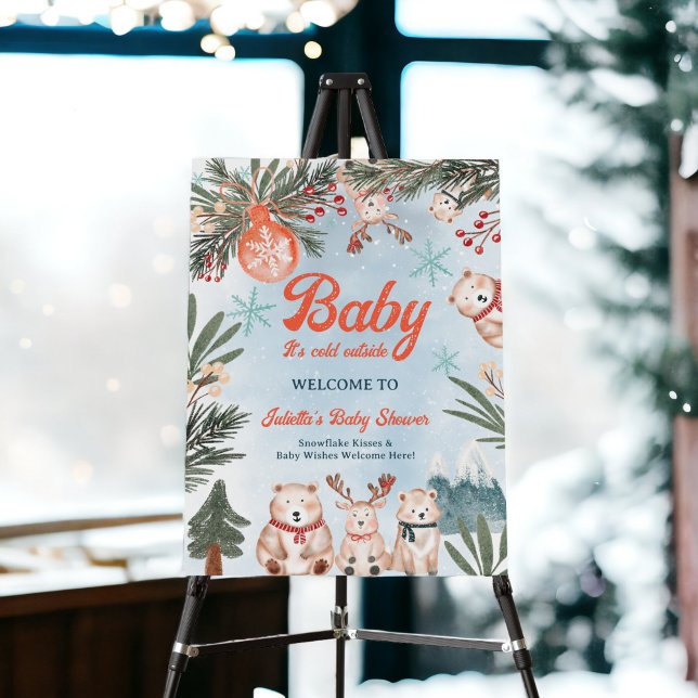 Cute Animals Winter Christmas baby shower welcome Foam Board (Cute Animals Winter Christmas baby shower welcome Foam Board)