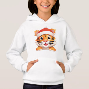 Cute animals winter leopard tiger Santa Christmas  Hoodie