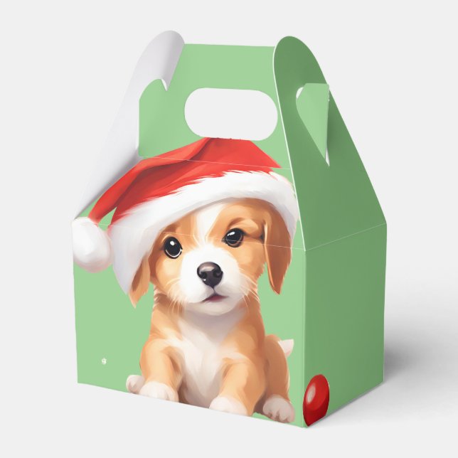 Cute animals winter puppy Dog Santa Christmas  Favor Boxes (Front Side)