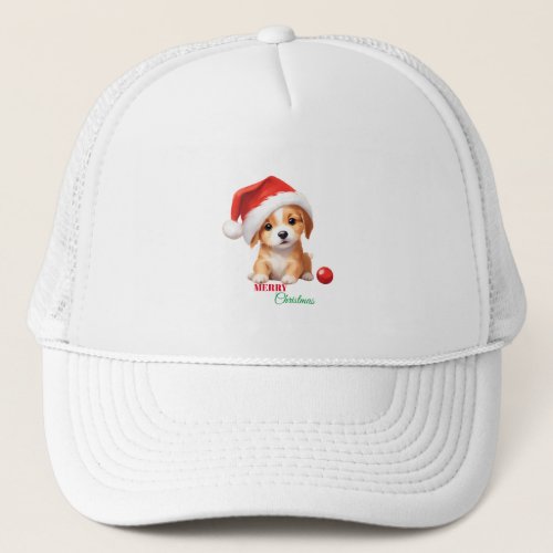 Cute animals winter puppy Dog Santa Christmas  Trucker Hat