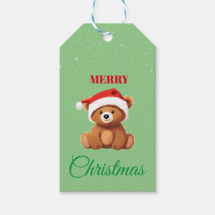 Cute animals winter teddy Bear Santa Christmas  Gift Tags