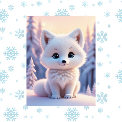 Cute animals winter White Fox Postcrossing  Postcard