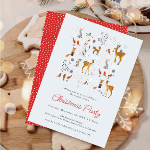 Cute Animals Winter Woodland Christmas Party Invitation