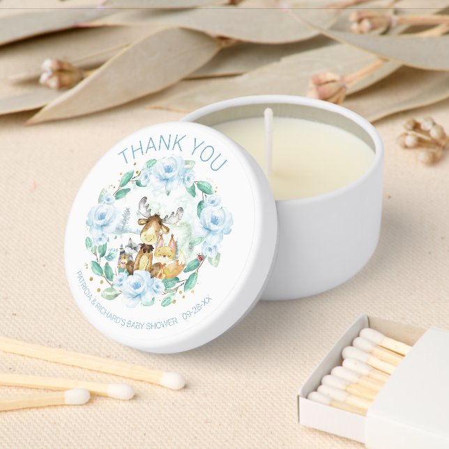 Cute Animals Woodland Baby Shower Favor Thank You Mini Candle Favors (Insitu)