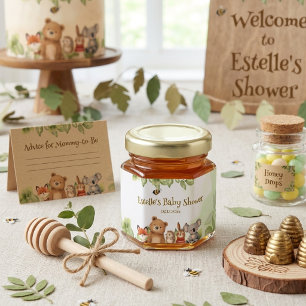 Cute Animals Woodland Greenery Baby Shower Honey Jar Favors