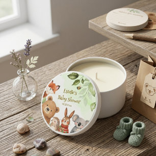 Cute Animals Woodland Watercolor Baby Shower Mini Candle Favors