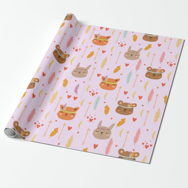 Cute Animals Wrapping Paper (Unrolled)