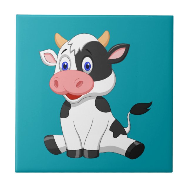 Cute animated Cow Ceramic Tile (Front)