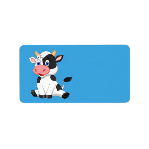 Cute Animated Cow Label