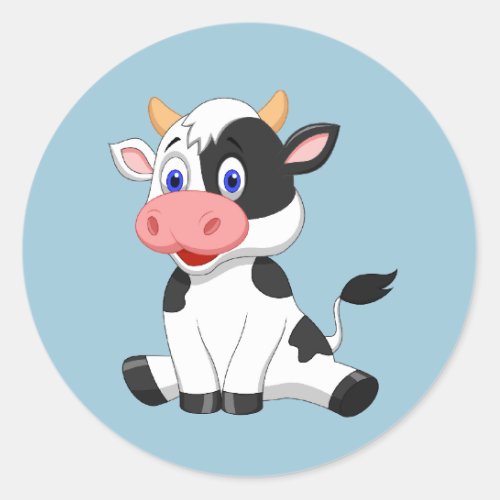 Cute animated Cow round sticker