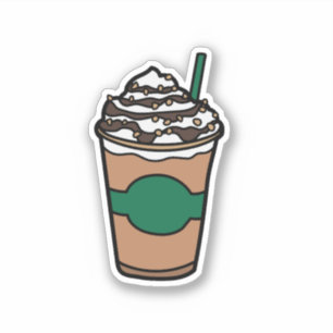 Cute Animated Cup Of Frappe Coffee Sticker