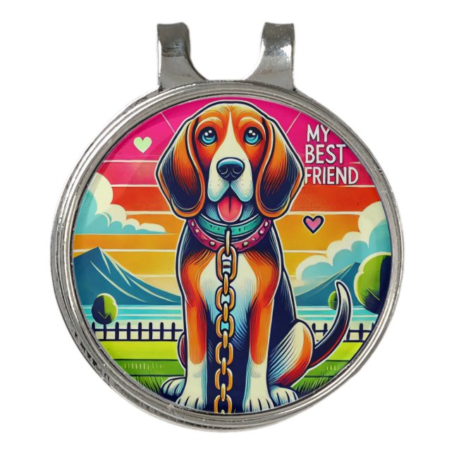 Cute Animated Dog Golf Hat Clip (Front)