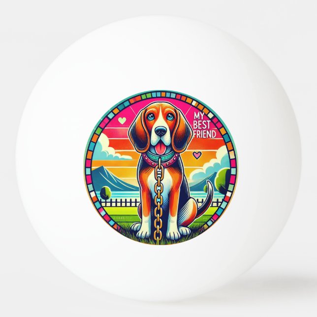 Cute Animated Dog Ping Pong Ball (Front)
