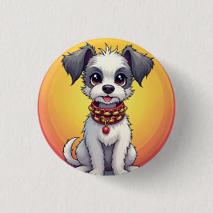 Cute Animated Dog with Collar Button