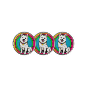 Cute Animated Dog with Collar Golf Ball Marker