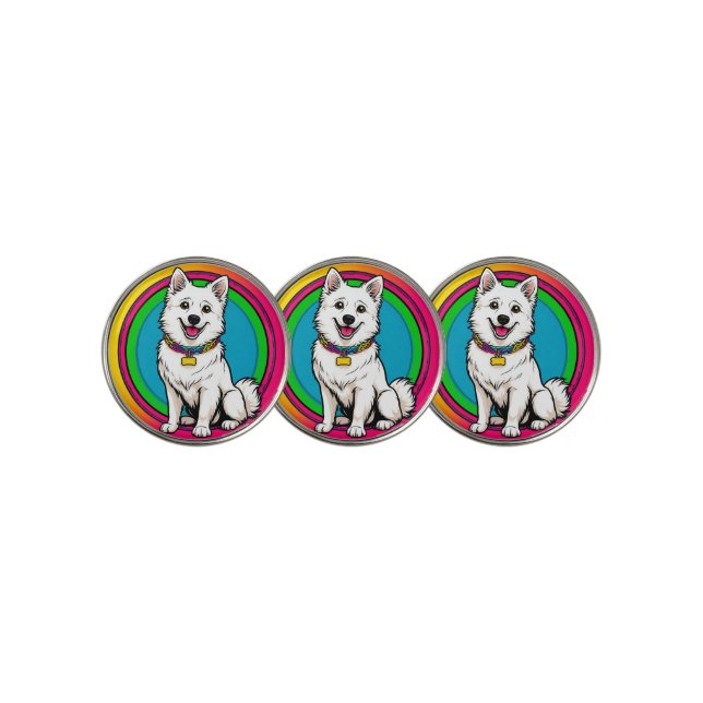 Cute Animated Dog with Collar Golf Ball Marker (3 Up)