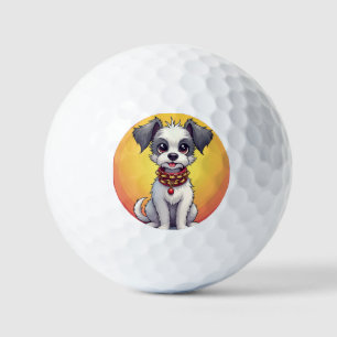 Cute Animated Dog with Collar Golf Balls