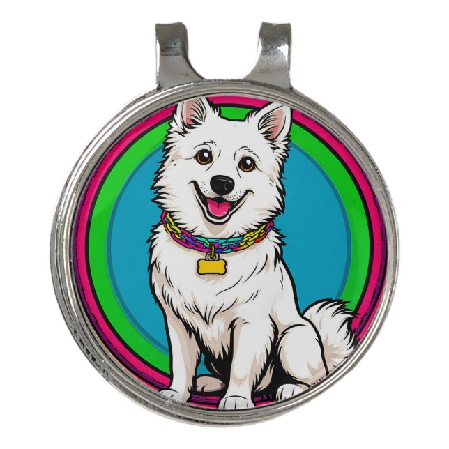 Cute Animated Dog with Collar Golf Hat Clip (Front)