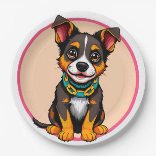 Cute Animated Dog with Collar Paper Plates
